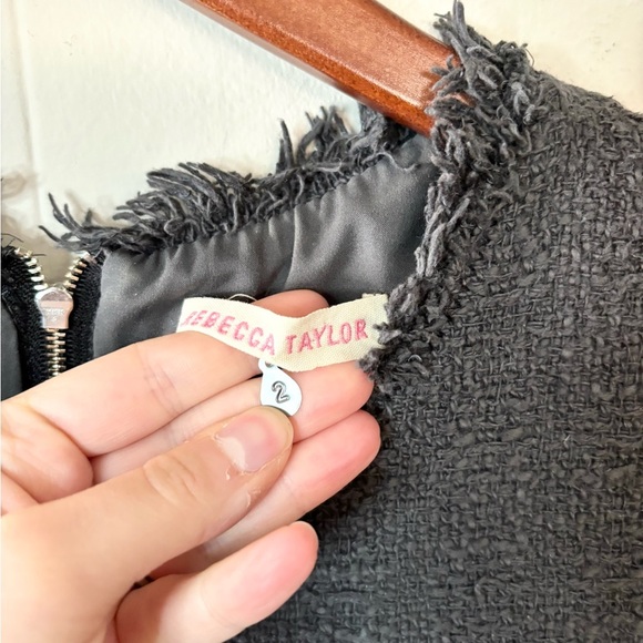 Rebecca Taylor dark grey tweed fringe sheath dress size 2 - Picture 2 of 4